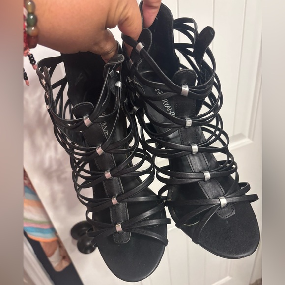 Women’s Lane Bryant Elegant Black Strap Cage Heels, 10 wide - Picture 4 of 7